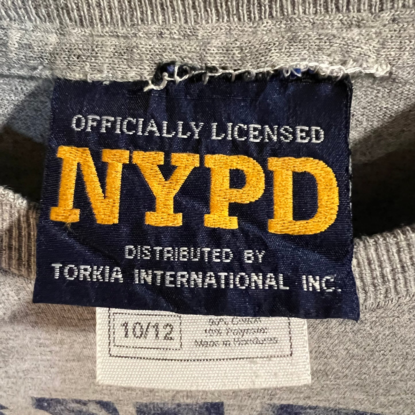 Vintage 2006 NYPD Baby T-Shirt - Size Youth Medium (10/12) - Heather Grey/Blue