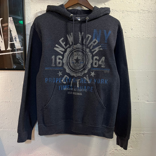 Vintage Jerzees New York City Graphic Hoodie Sweatshirt - Size Small - Navy/Blue/White