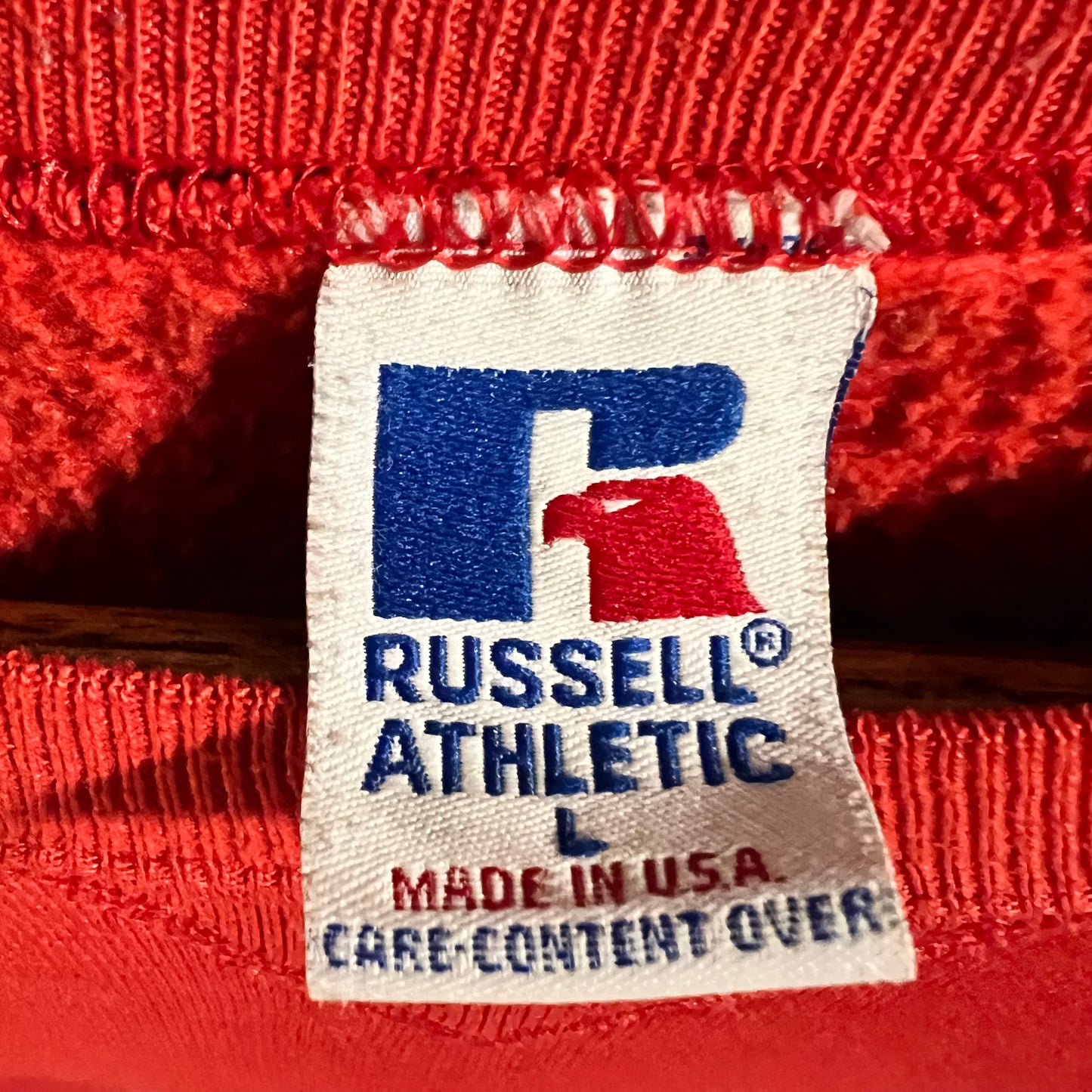 Vintage 90's OSU 'Mom' Embroidered Tackle Twill Collegiate Single 'V' Crewneck Sweatshirt - Size Large - Made In USA - Red/Blue