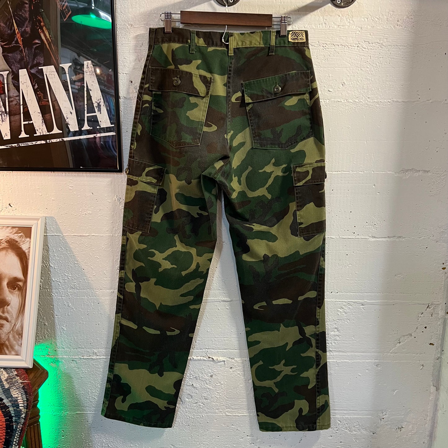 Vintage Burk Gung Ho Woodland Camo Fatigue Field Pants - Size 32" - Made In USA