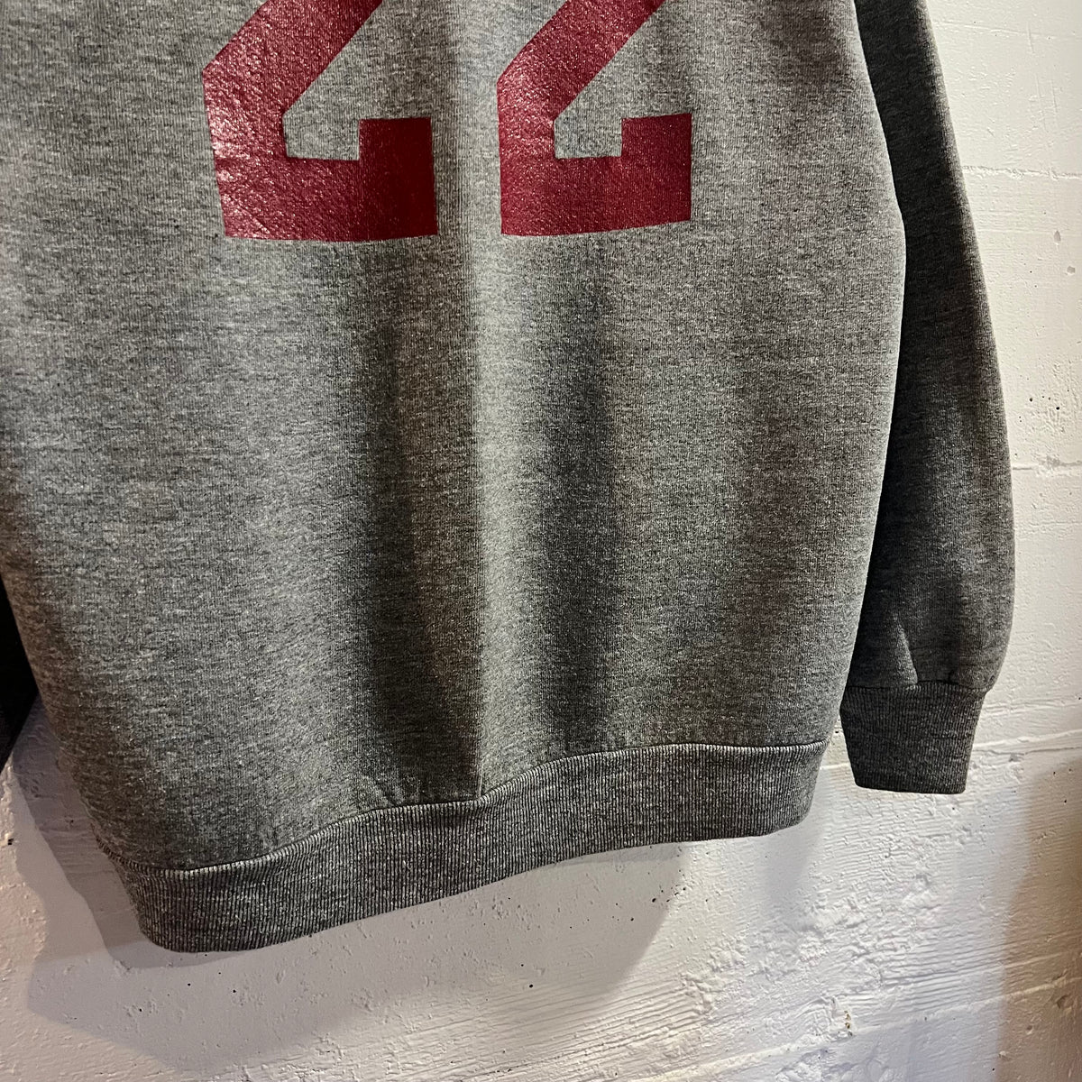 Vintage 80’s Dickies Aggies #22 Raglan Sleeve Crewneck Sweatshirt - Size Large - Made In USA - Grey/White/Red