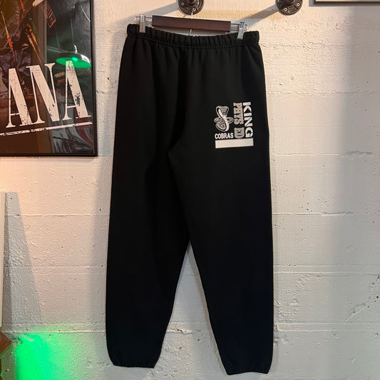 Vintage Jerzees King Cobras Physical Ed. Elastic Waist Sweatpants - Size Small - Black/White/Silver