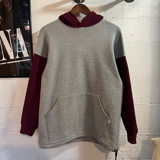 Vintage 90’s Russell Athletic 2-Tone Hoodie Sweatshirt - Size Medium - Made In USA - Heather Grey/Maroon/Navy