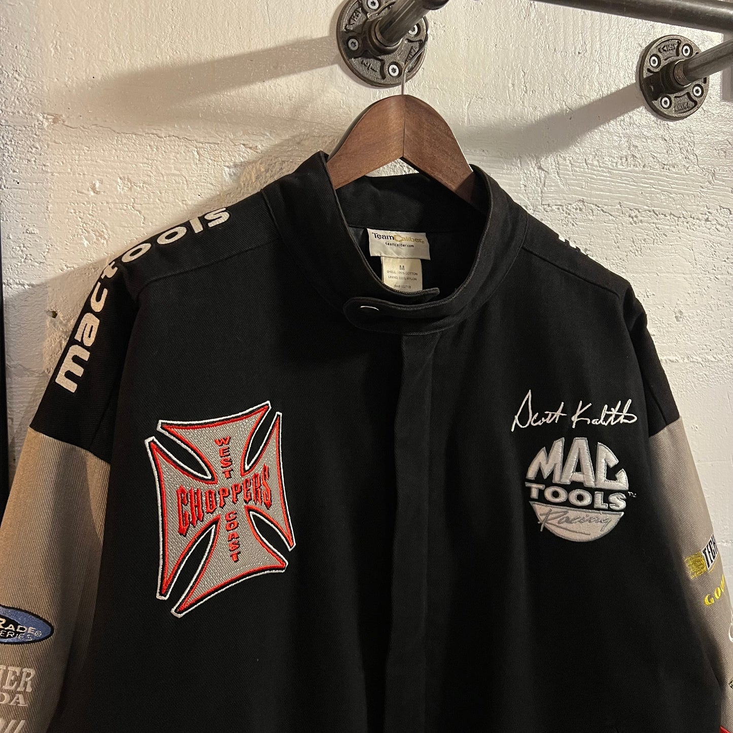 Vintage West Coast Choppers Mac Tools Embroidered Spider Web Racing Jacket - Size Medium - Black/Red/Gray