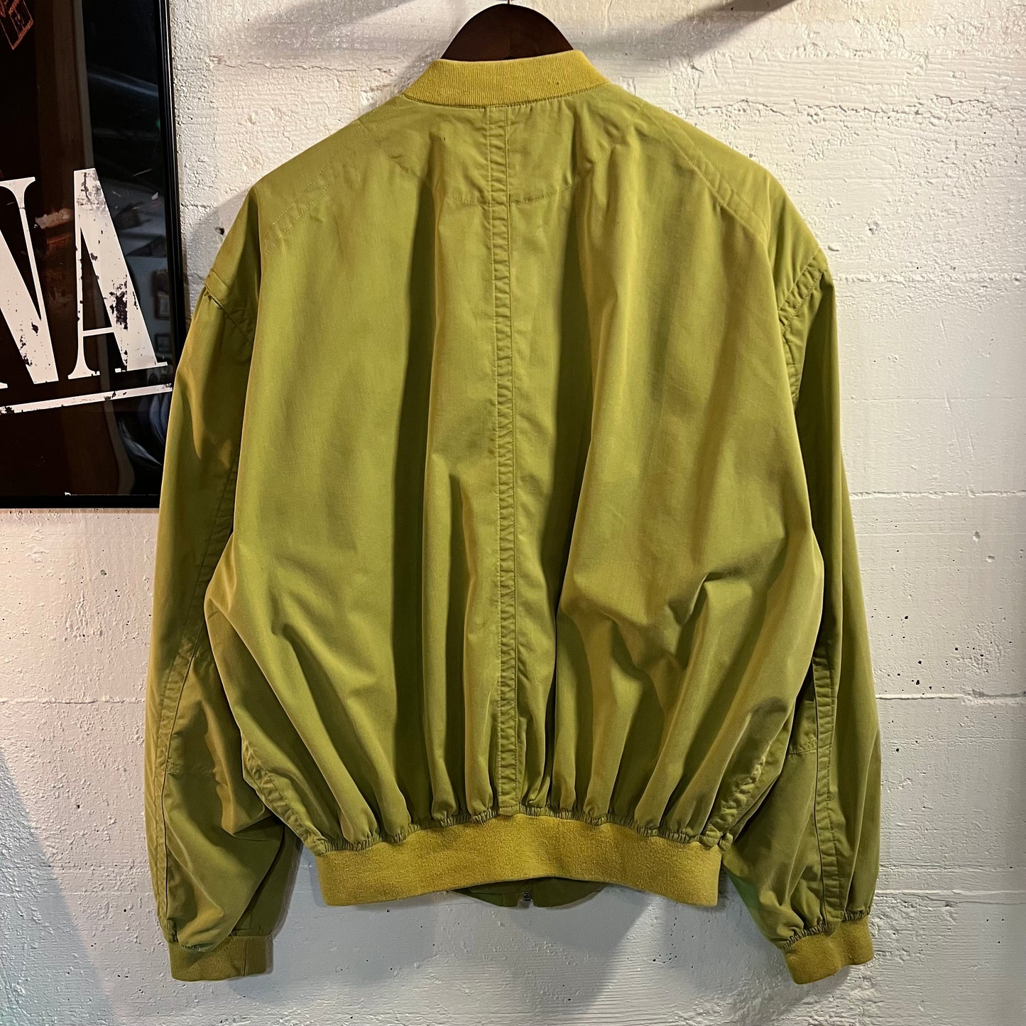 Vintage 1990's Hugo Boss Satinized Lightweight Bomber Jacket - Size Large - Chartreuse  Green