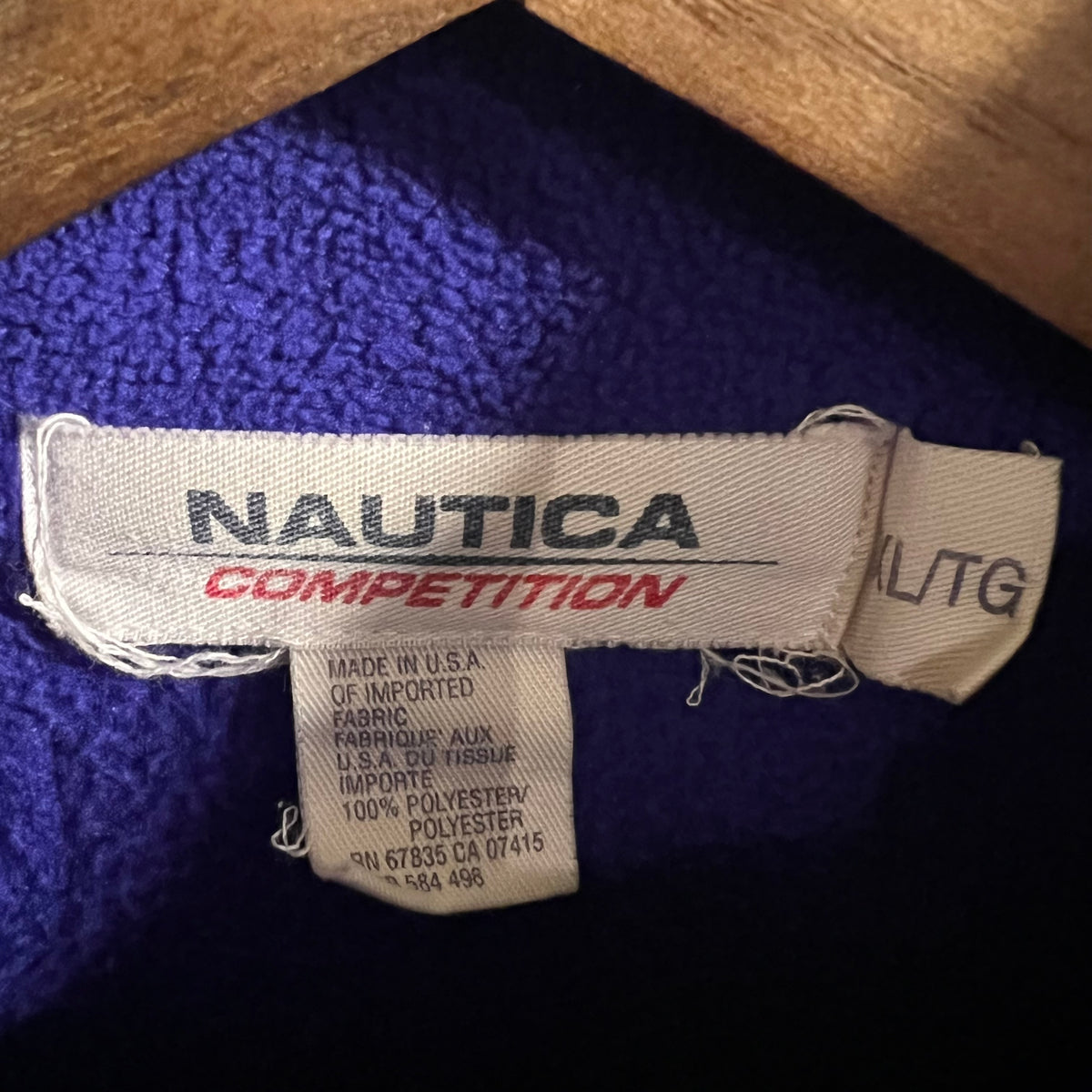 Vintage 90’s Embroidered Nautica Competition 1/4 Zip Pullover Fleece Jacket - Size XL - Made In USA - Purple