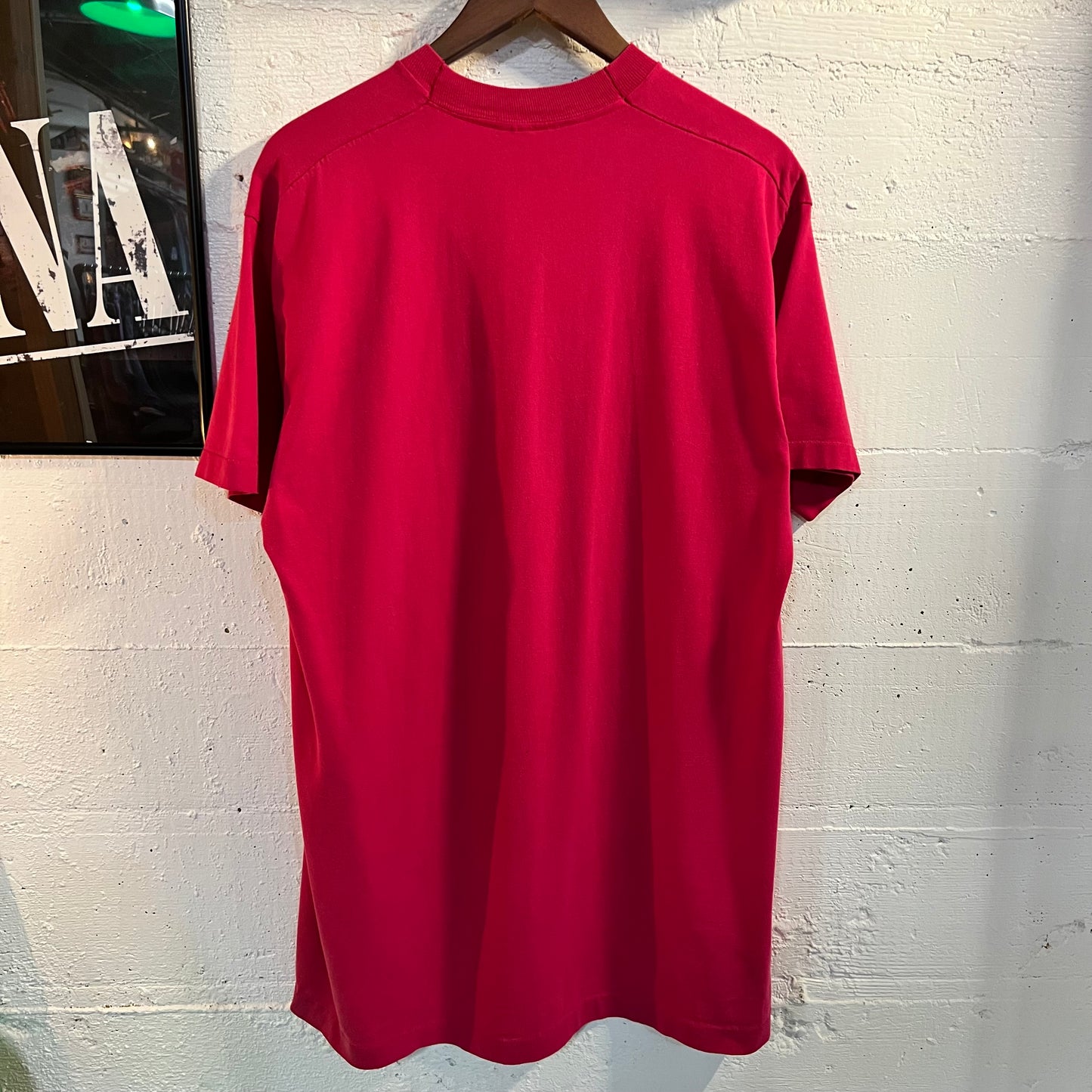 Vintage 90's Embroidered Stick World 'Yeah Right' Girl Single Stitch T-Shirt - Size XL - Made In USA - Pink/Baby Blue