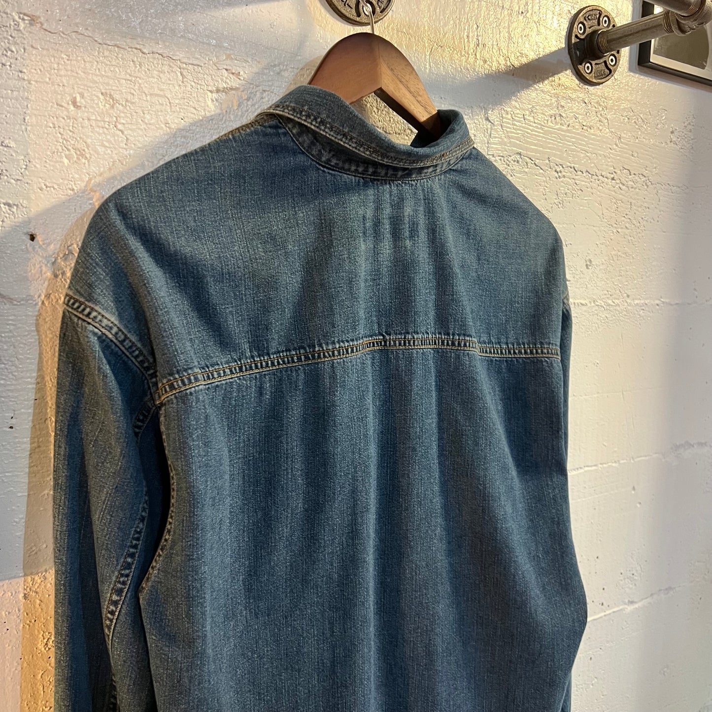 Vintage 90's DKNY Zippered Denim Shirt - Size Small - Denim/Indigo