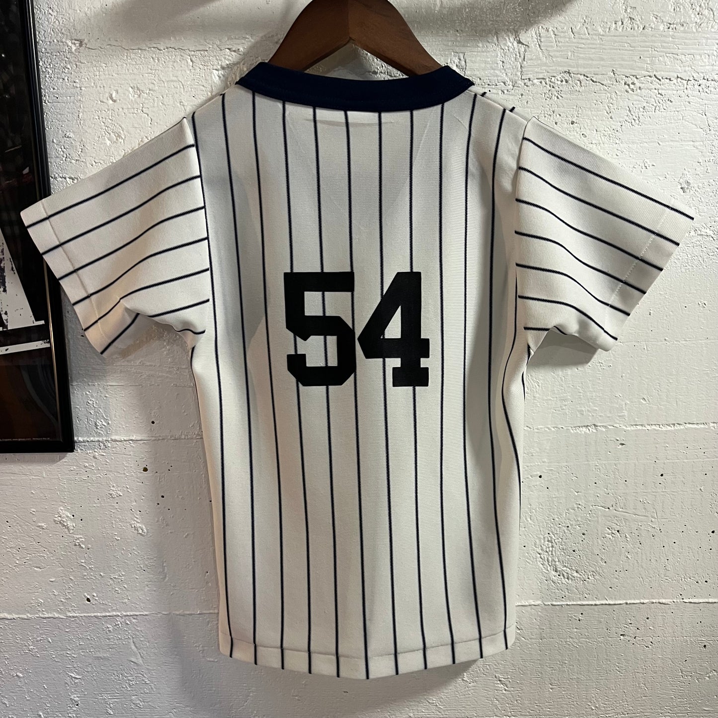 Vintage 80’s MLB NY Yankees Pro-Knit Baseball ‘#54’ Jersey - Size Youth Medium - Made In USA - White/Navy
