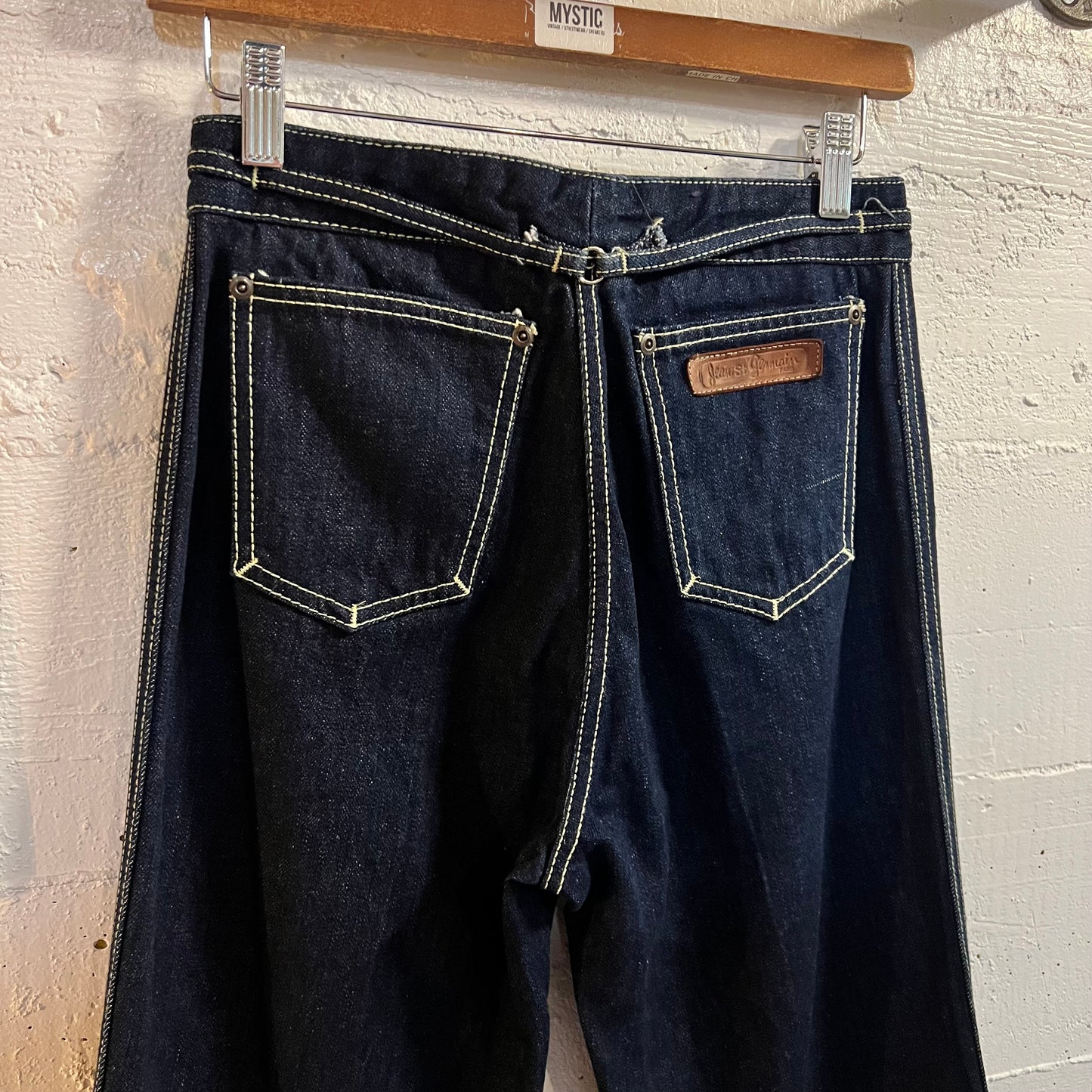 Vintage 70’s Jean St. Germain Paris High Waisted Raw Denim Jeans - Size Women’s 10/11 - Fabric Made In USA - Raw Denim