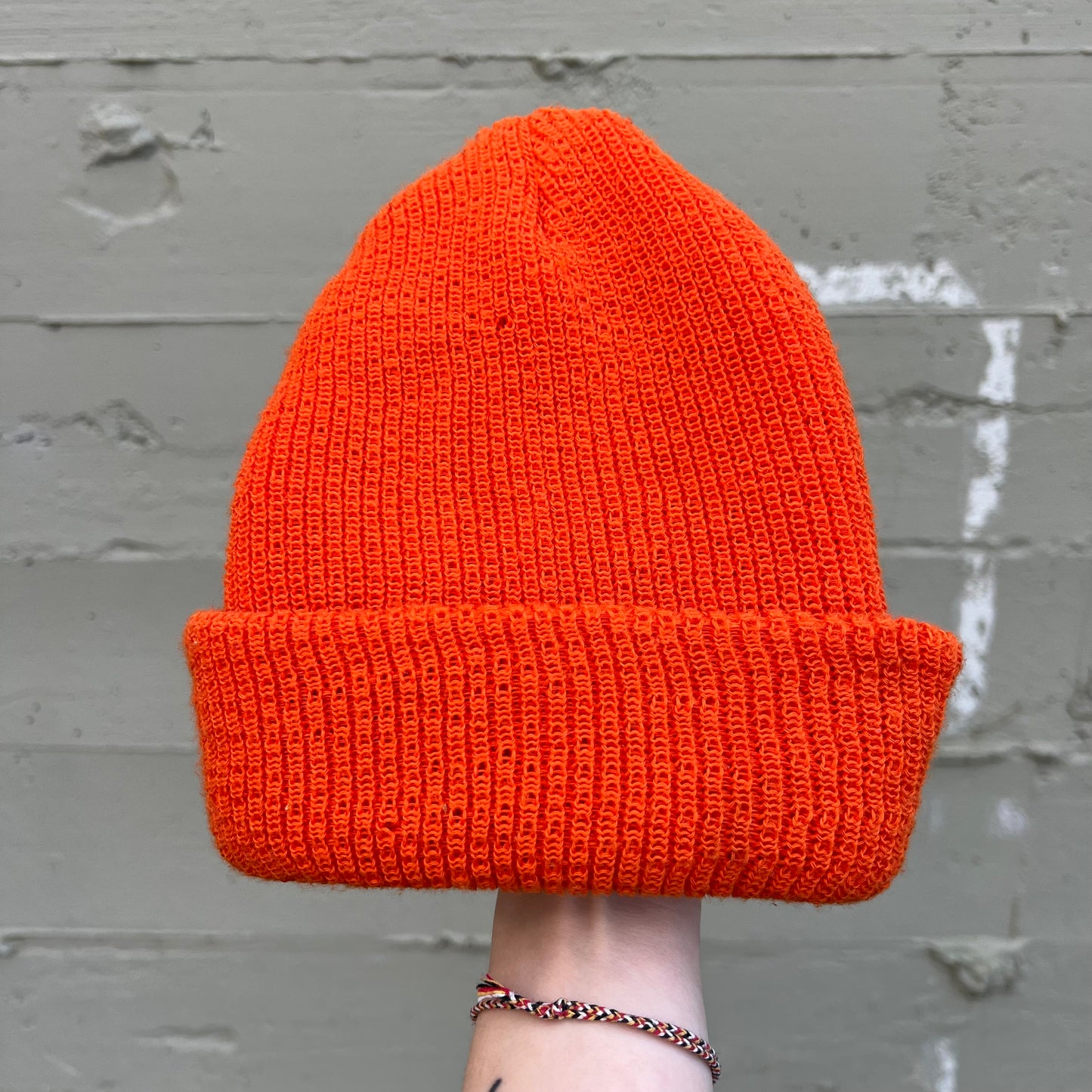 Vintage Burnt Orange Cuffed Watch Cap Beanie - O/S - Made In USA - Burnt Orange