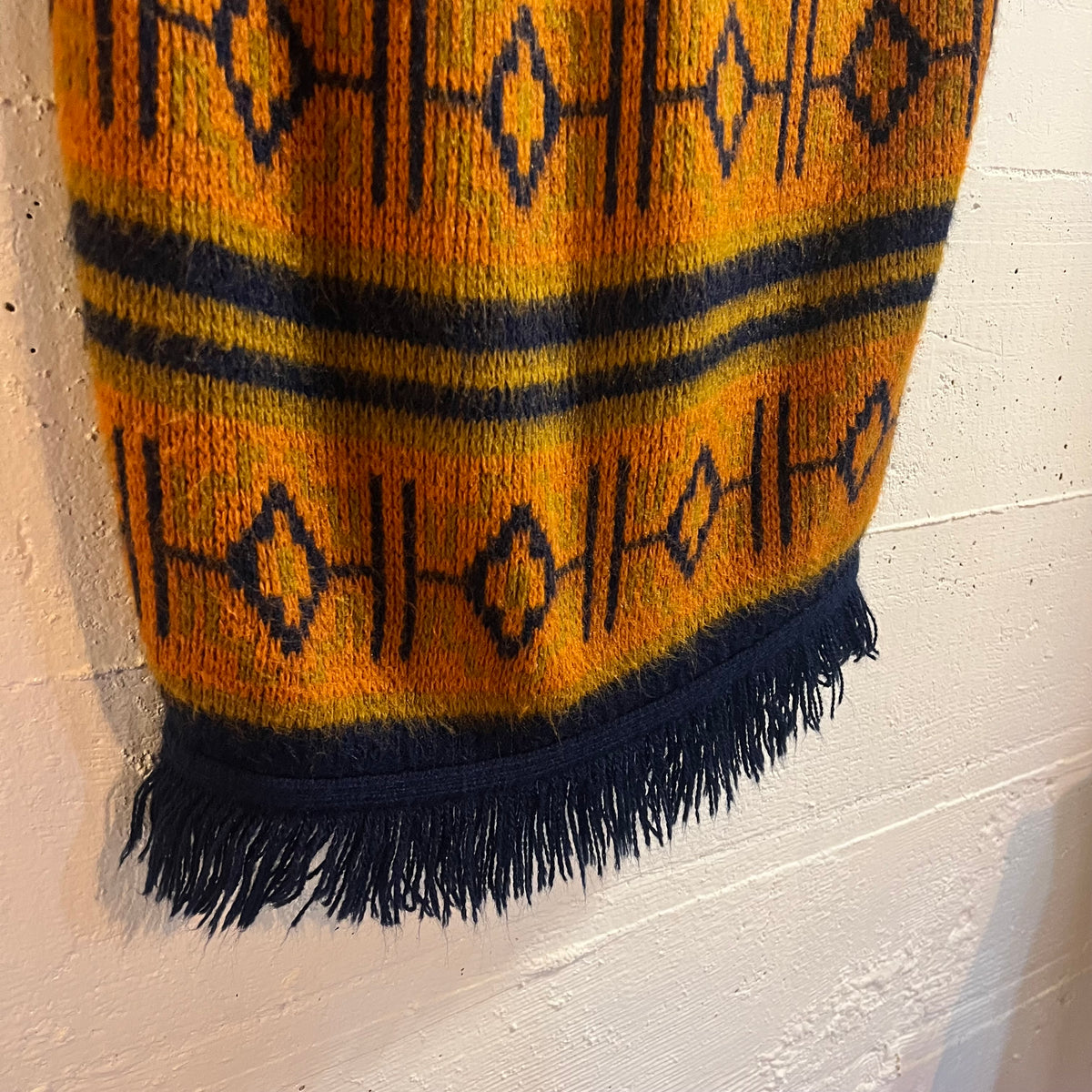 Vintage 70’s Sears Student Southwestern Serape Sweater Vest - Size Youth Large - Made In USA - Orange/Mustard/Navy