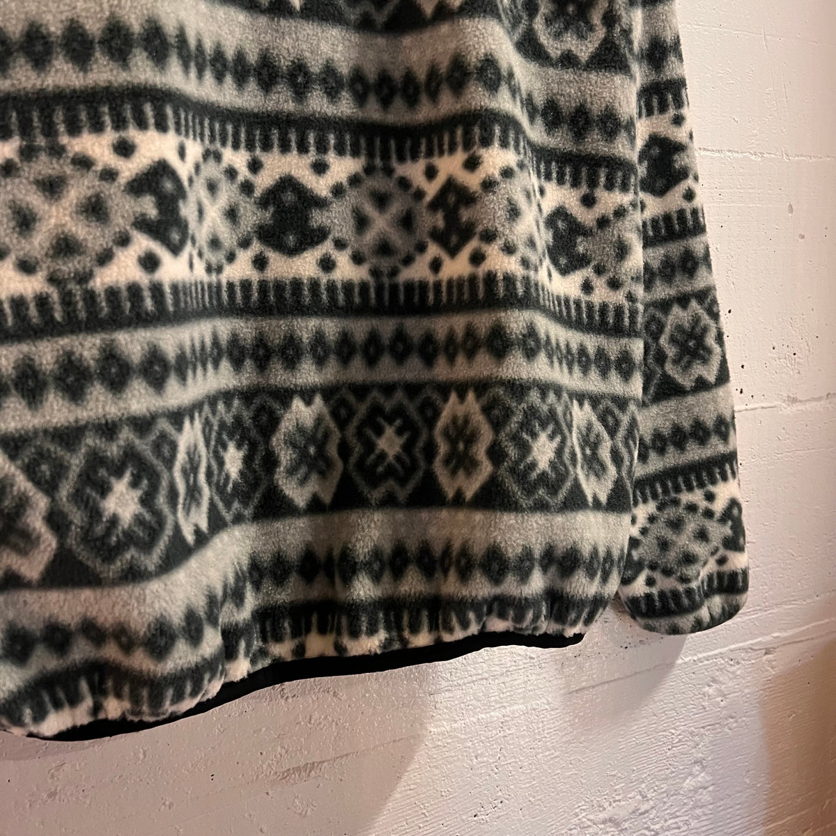 Vintage 90’s Dead-Stock L.L.Bean 1/4 Snap Pullover Fair Isle Fleece Jacket - Size Women’s Small - Made In USA - Black/Grey/Off White