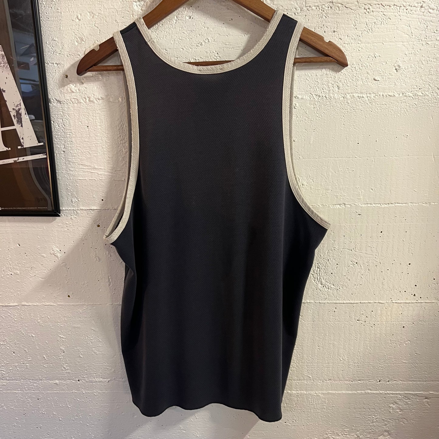 Vintage 90’s Abercrombie And Fitch Gym Issue Muscle Mesh Tank Top - Size Large - Made In USA - Navy/White