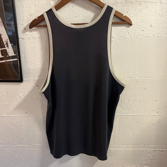 Vintage 90’s Abercrombie And Fitch Gym Issue Muscle Mesh Tank Top - Size Large - Made In USA - Navy/White