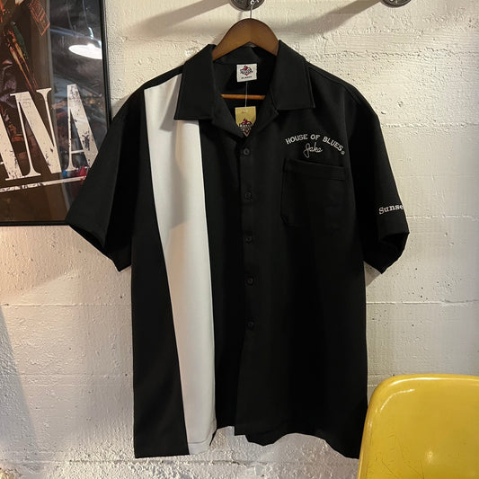 Vintage New Deadstock House of Blues 'The Blues Brothers' Embroidered Bowling Shirt - Size XL - Rayon/Poly Blend