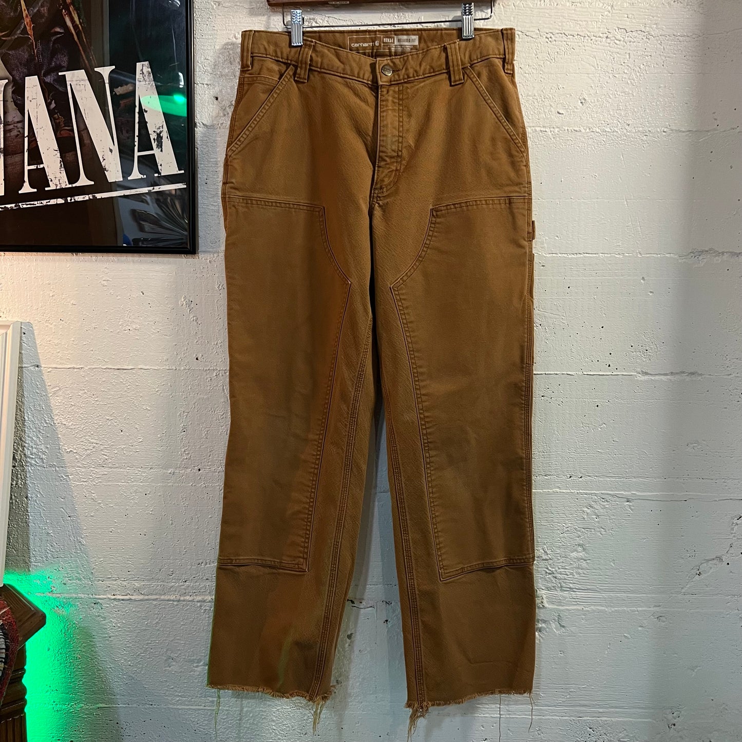 Carhartt Double Knee Duck Relaxed Fit Pants - Size 32" x 34" - Cropped - Brown