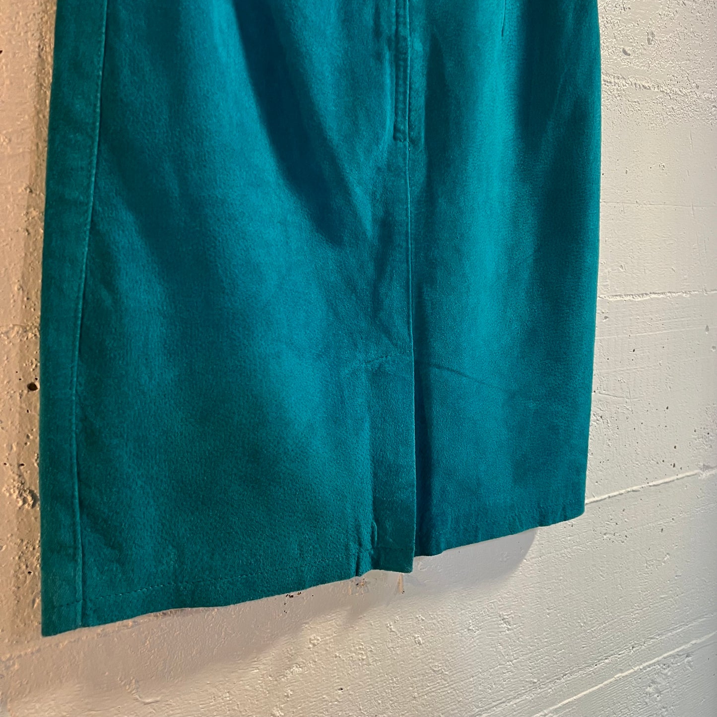 Vintage 90's Turquoise Suede Leather Mini Skirt - Size 3/4 - Blue/Turquoise