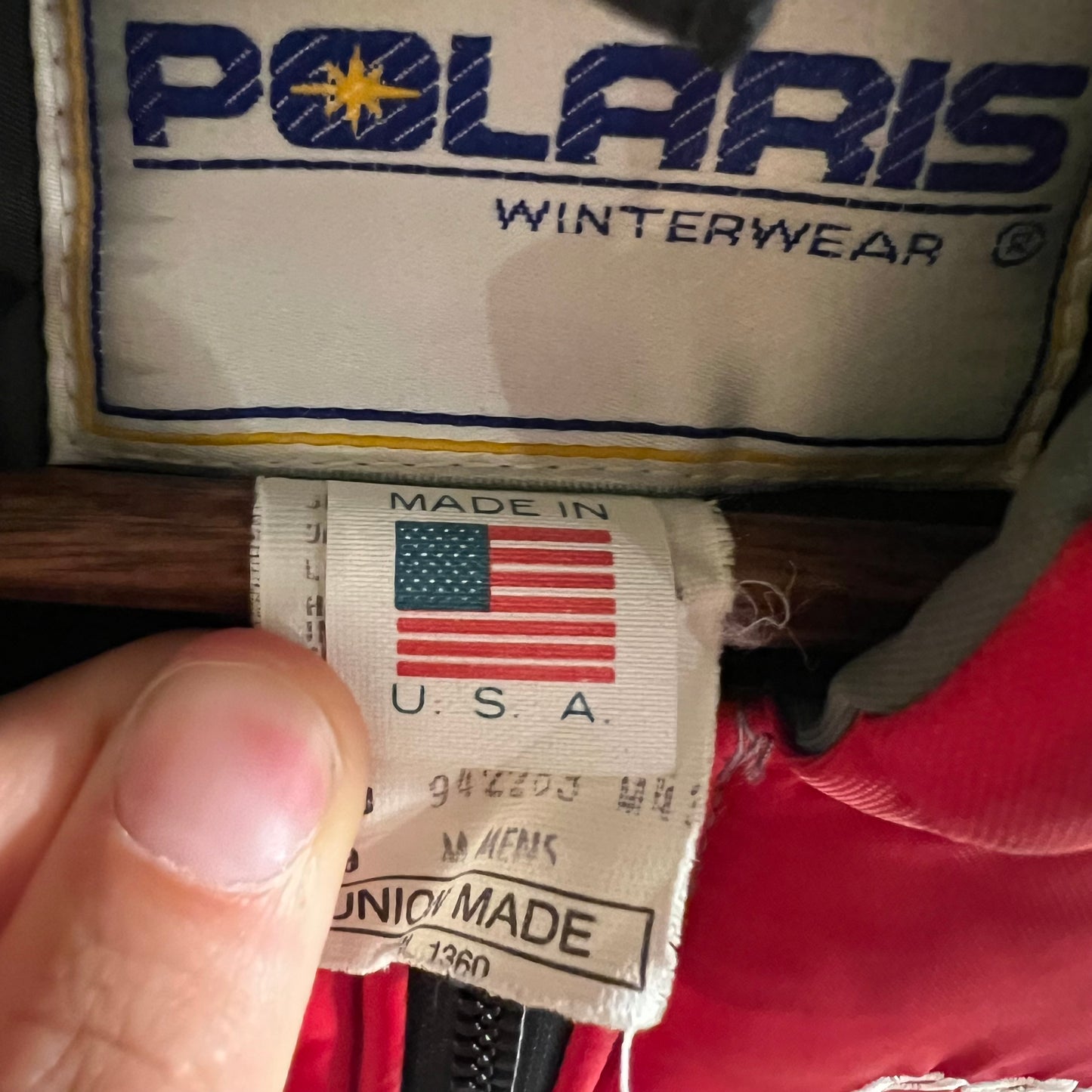 Vintage Union Made Polaris Winterwear Insulated Nylon Vest - Size Medium - Union Made In USA - Red/Gray