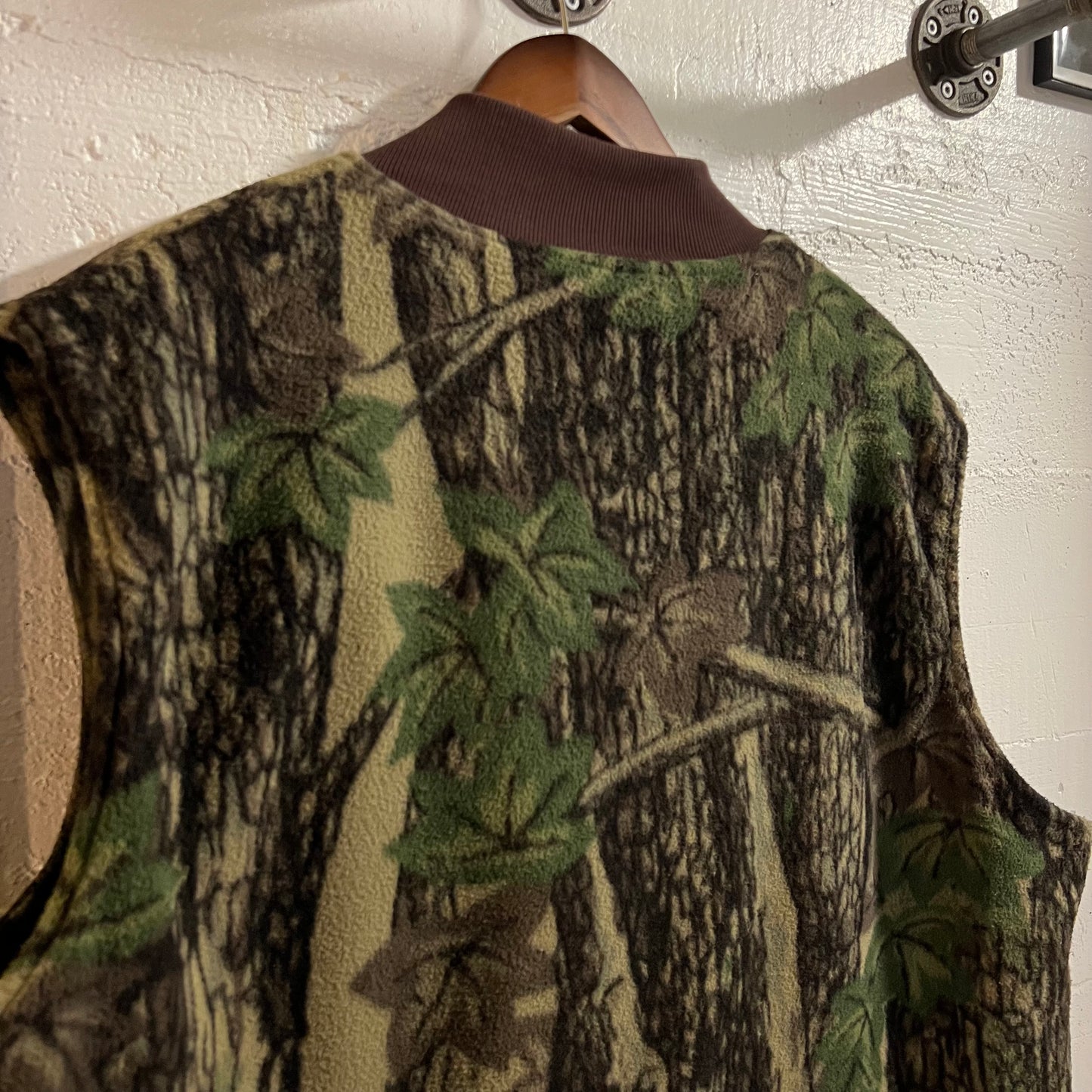 Vintage 80’s Cabelas Reversible Realtree/Trebark Camo Fleece Vest - Size 2XL - Made In USA - Earth Toned