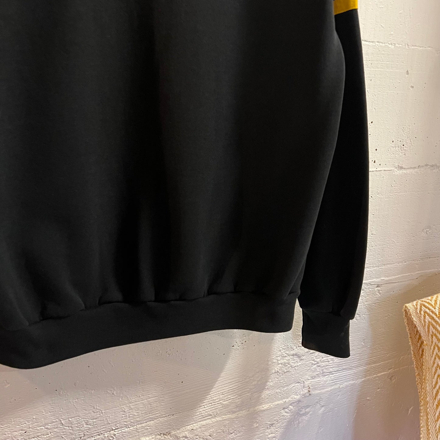Vintage 80’s Distressed Disney Mickey Mouse Raglan Sleeve Crewneck Sweatshirt - Size Large - Made In USA - Black/Red/Yellow/White