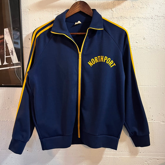 True Vintage 70’s Northport Raglan Sleeve Zip Up Track Jacket - Size Small - Made In USA - Navy/Yellow