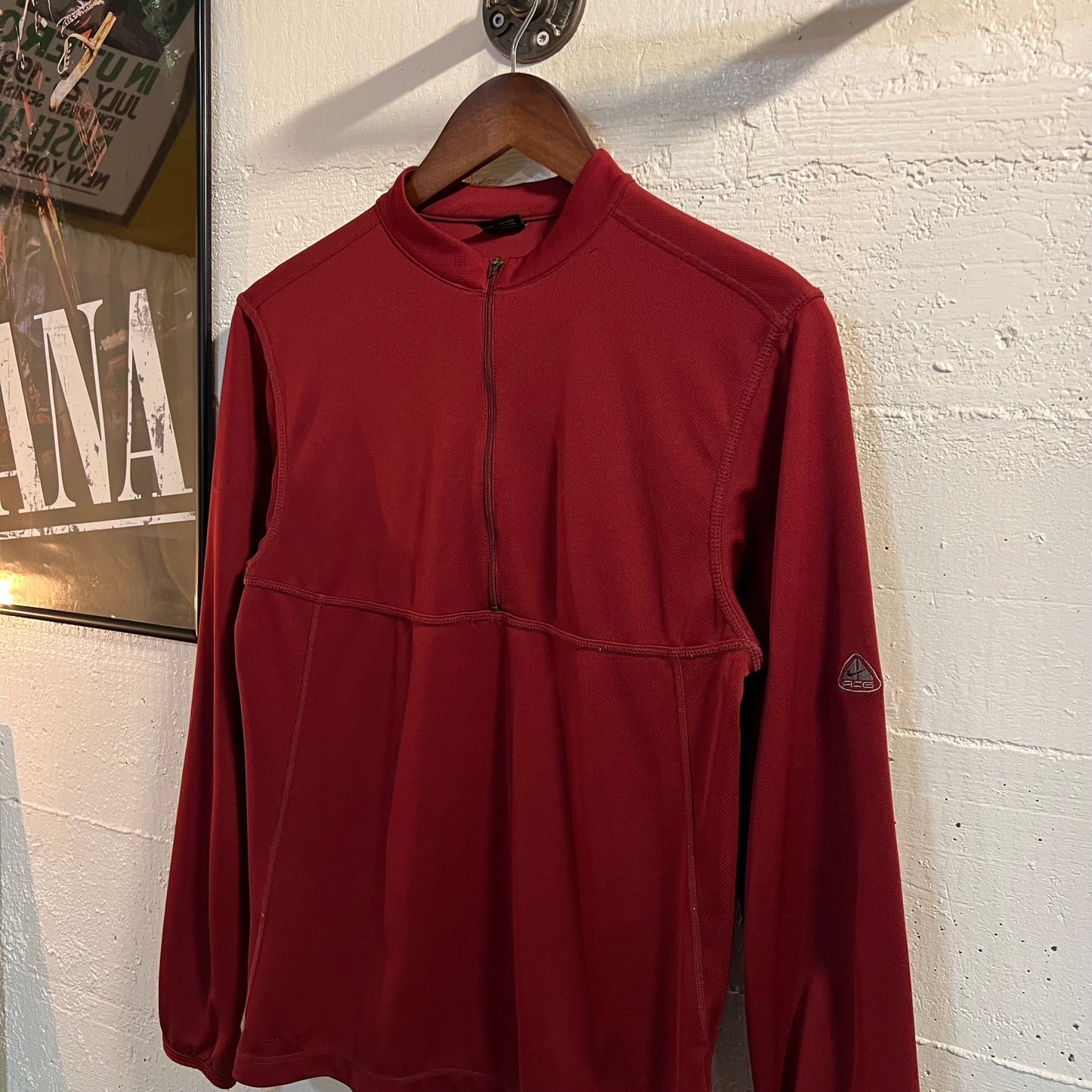 Nike ACG 1 Base Layer Quarter Zip Pullover Athletic Long Sleeve Shirt - Size Small - Maroon