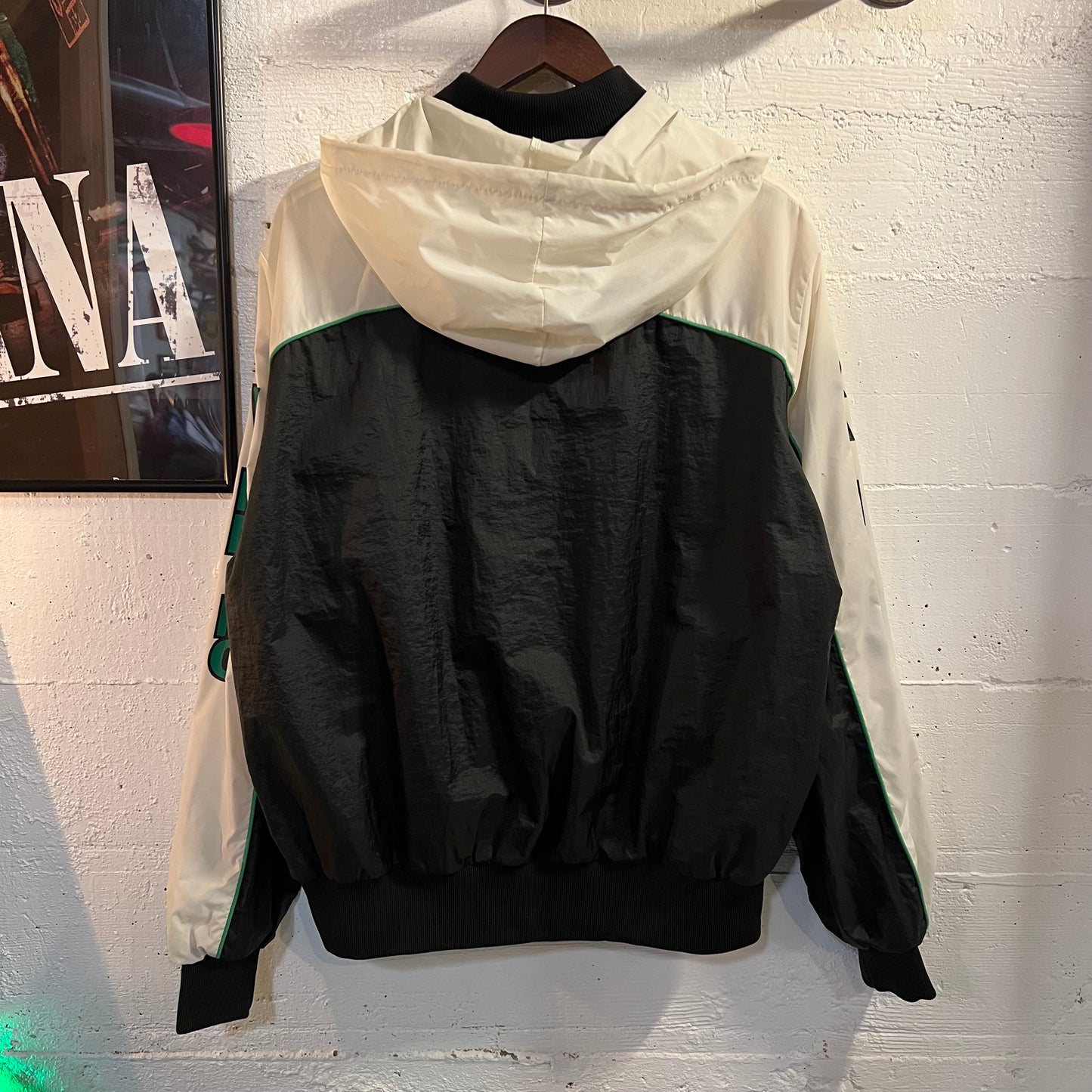 Vintage 90's Sommerfield Rainier Swimming Pullover Varsity Hooded Windbreaker Jacket - Size XXL - Made In USA - White/Green/Black