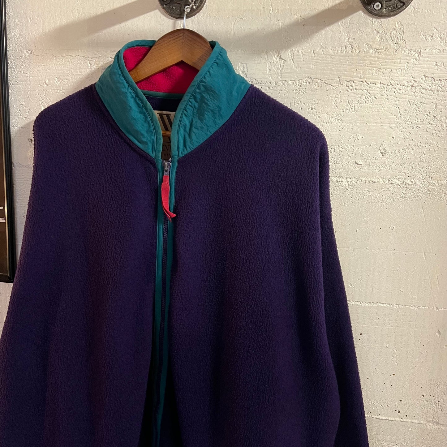 Vintage Venezia Vitale Zip Up Fleece Jacket - Size XL - Purple/Teal/Pink