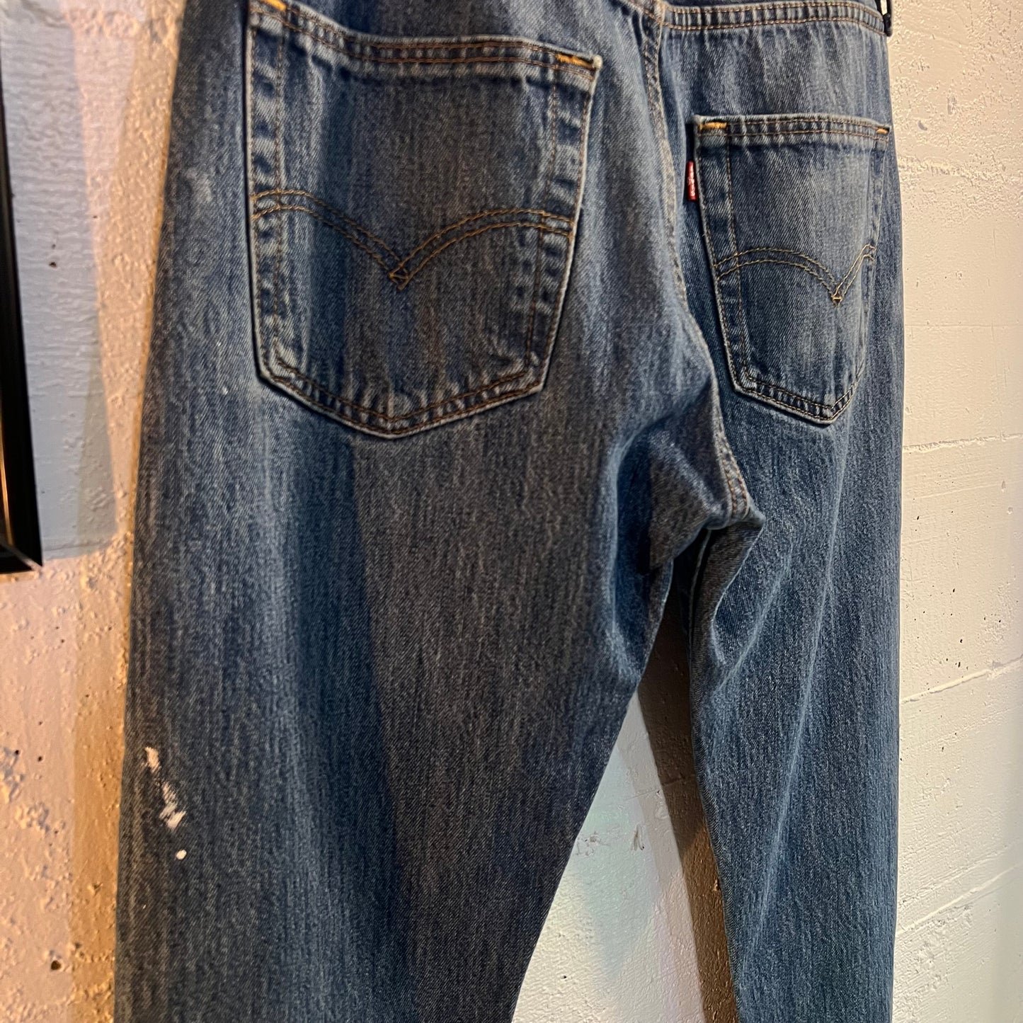 Distressed Levi's 501 Medium Stonewash Denim Jean - Size 32"x34" - Light Blue Indigo