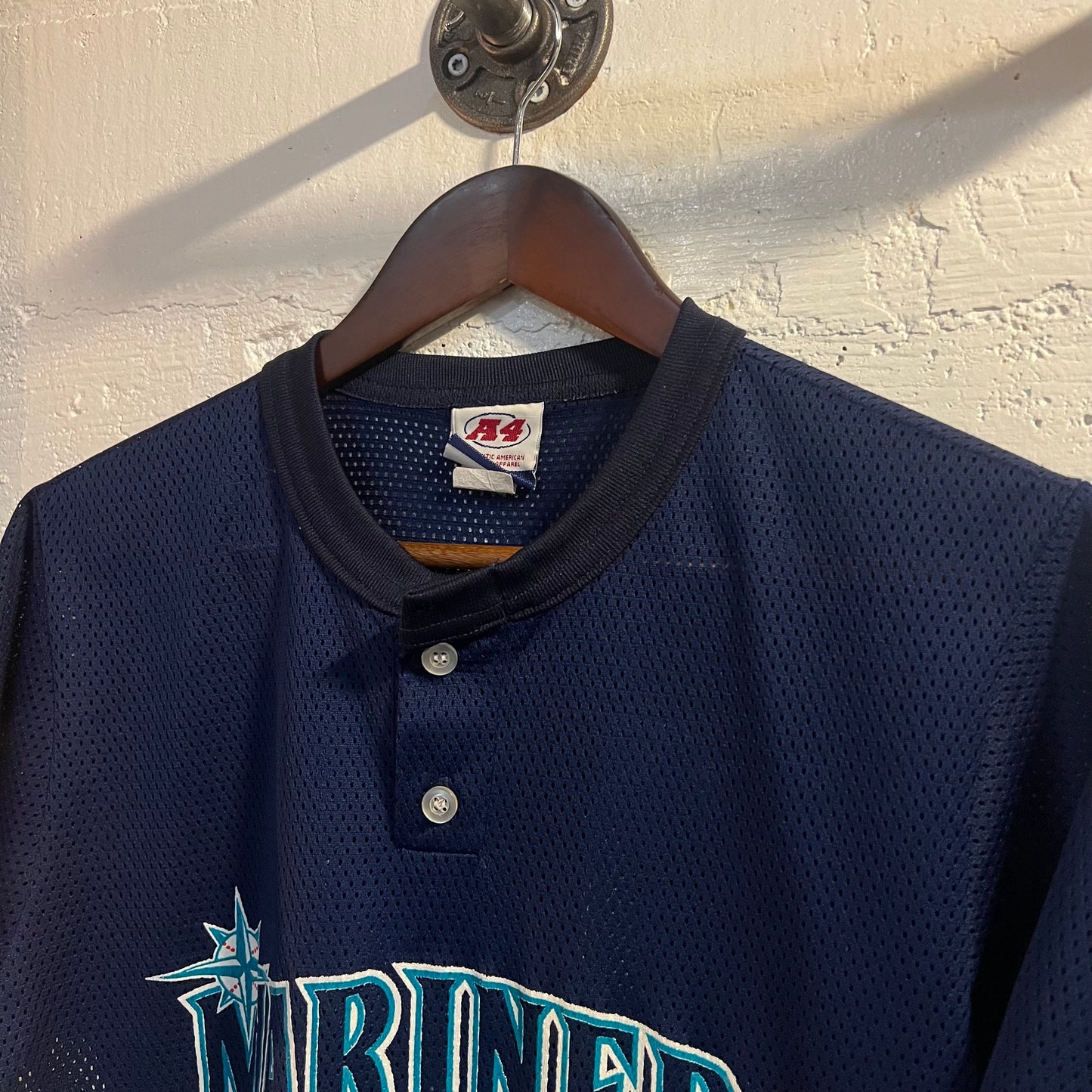 Vintage Seattle Mariners ‘#13’ Mesh Baseball Jersey - Size Youth Large - Made In USA - Navy/Multi