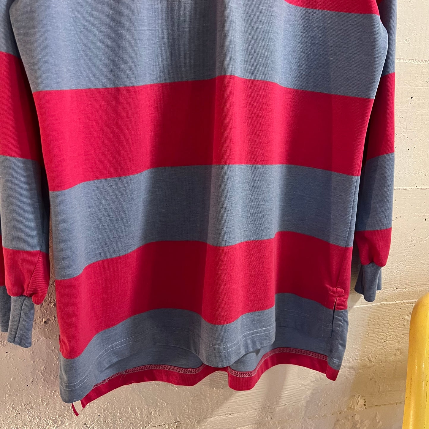 Vintage 90’s Classic Fashion Rugby Style Long Sleeve Striped Shirt - Size Medium - Made In USA - Pink/Blue/White
