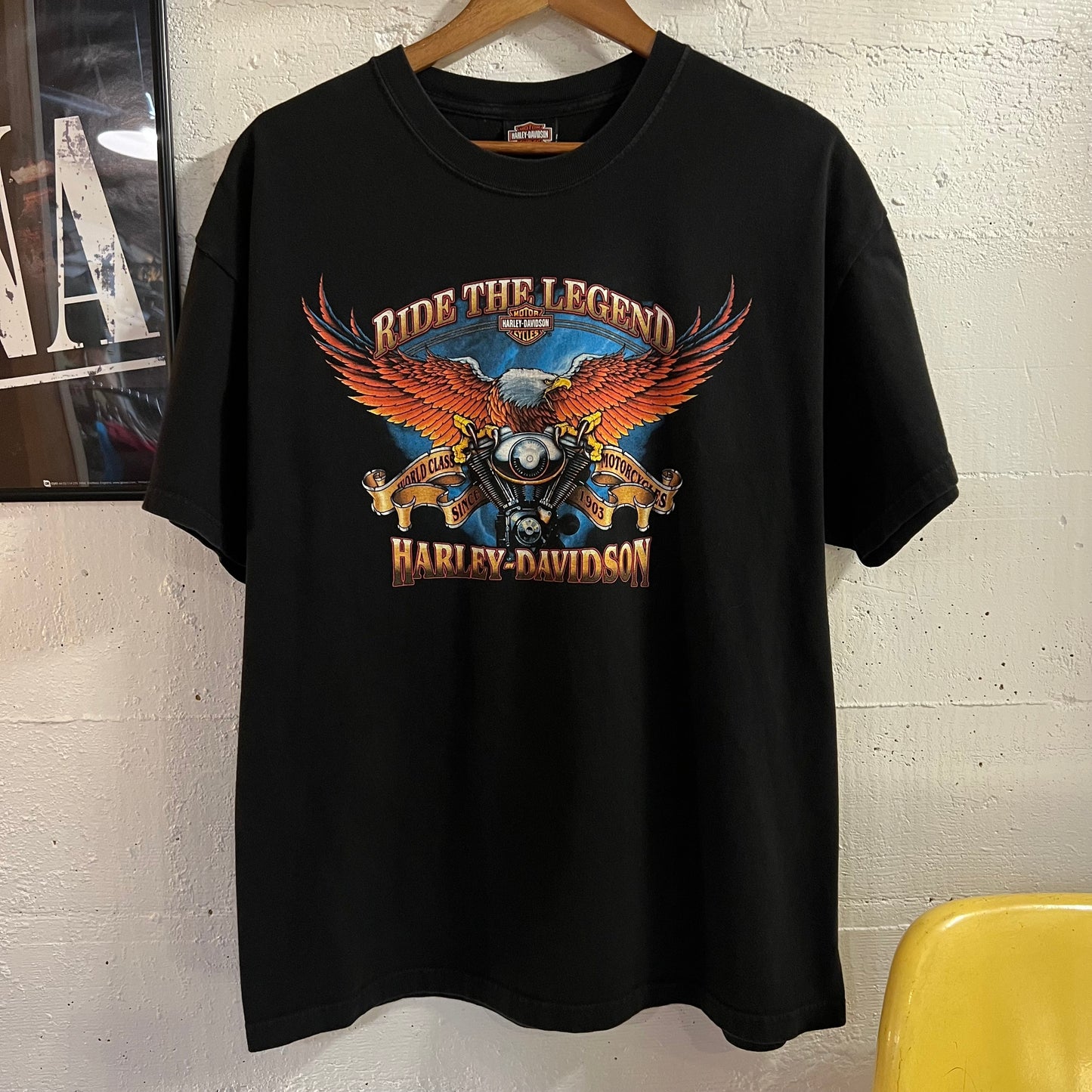 2009 Harley Davidson ‘Northern Lights’ Arbor Vitae, WI Graphic T-Shirt - Size XL - Made In USA - Black/Multi