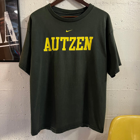 Vintage Nike University Of Oregon Ducks Autzen Center Swoosh T-Shirt - Size Large - Green/Yellow