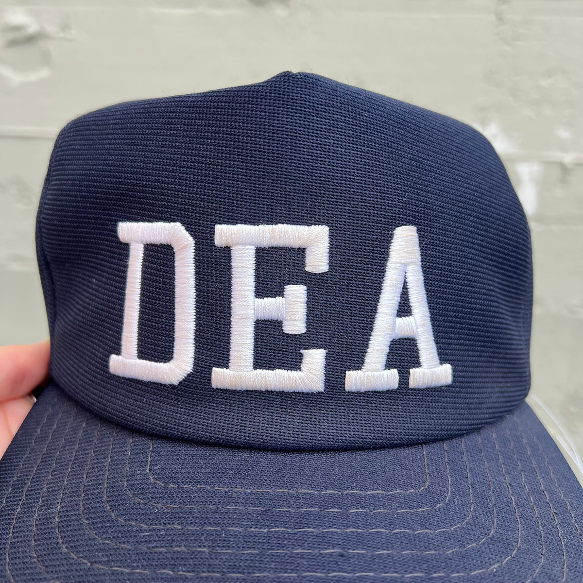 Vintage 1980's New Era Embroidered DEA Snapback Hat - O/S - Made In USA - Navy White
