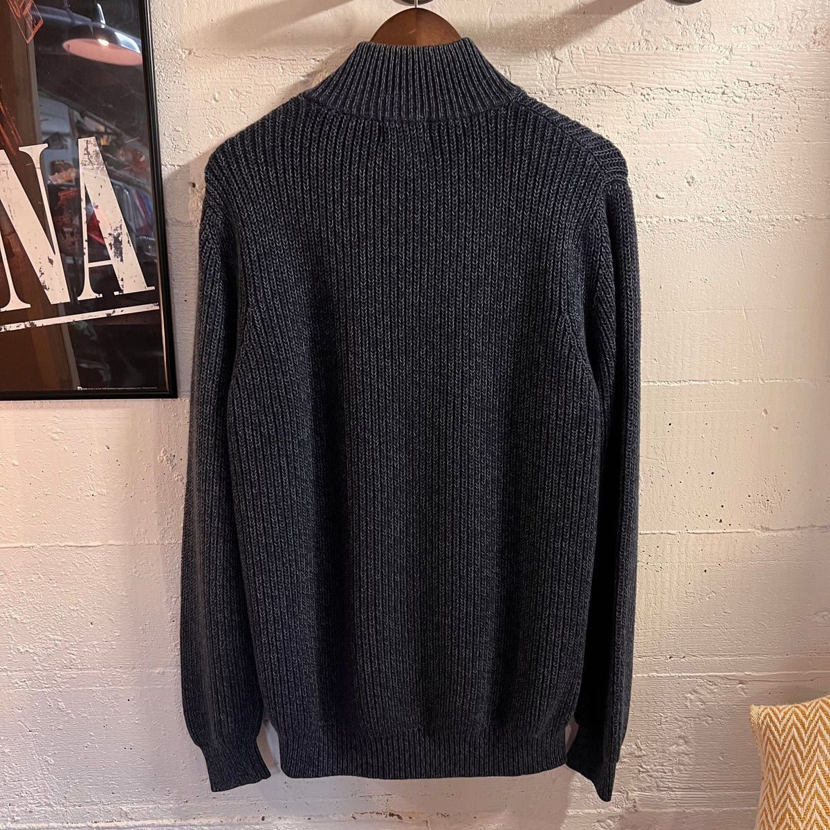 Vintage 2000’s L.L.Bean Heavyweight Full-Zip Mock Neck Ribbed Knit Sweater - Size Medium - Navy