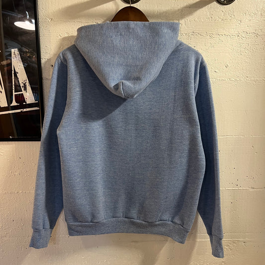 True Vintage 70’s Russell Athletic Dave’s Sport Shop Hoodie Sweatshirt - Size Small - Made In USA - Heather Blue/Navy/Grey