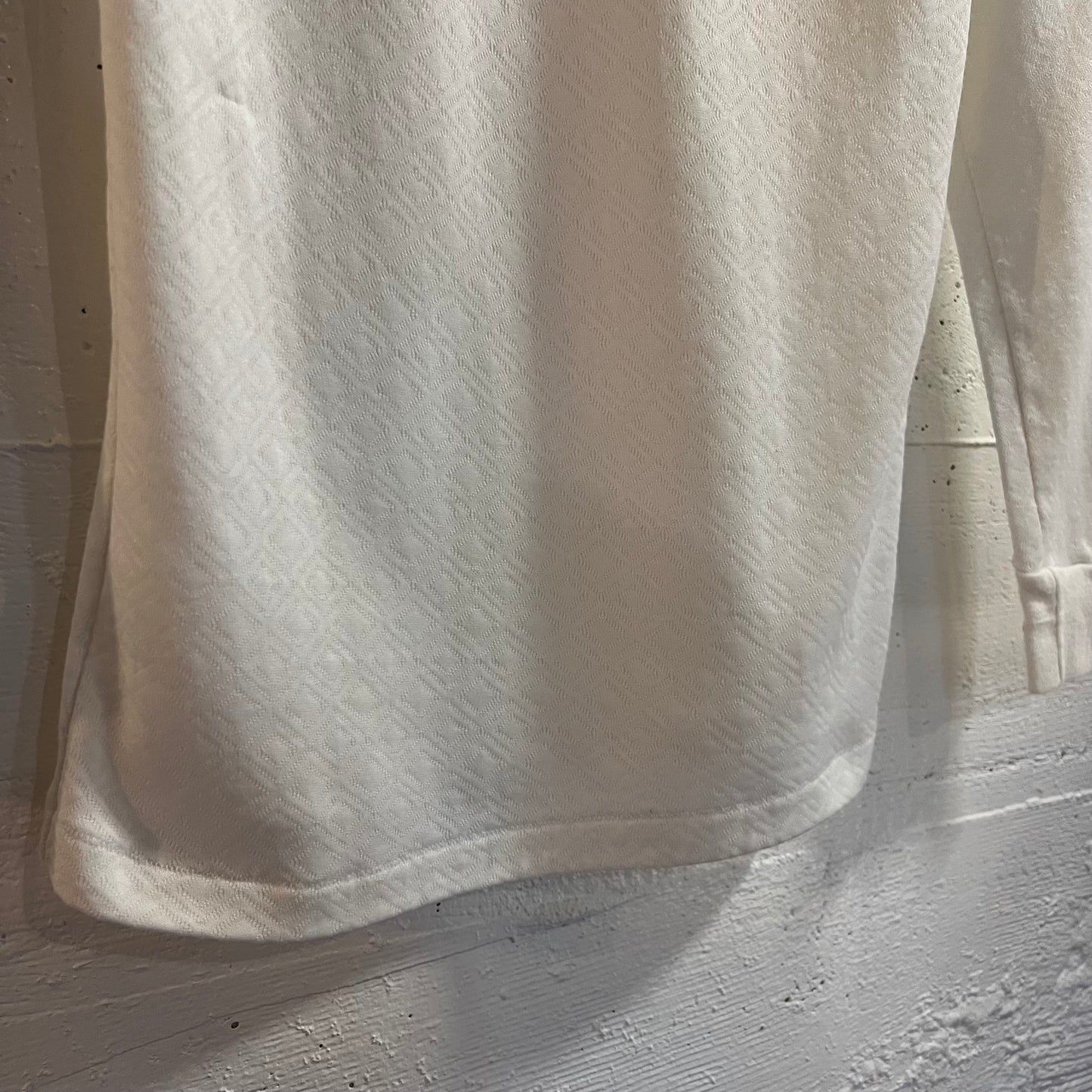 Vintage 1970’s Lollipop Diamond Raschel Knit Long Sleeve Thermal Shirt - Size Medium - Made In USA - White