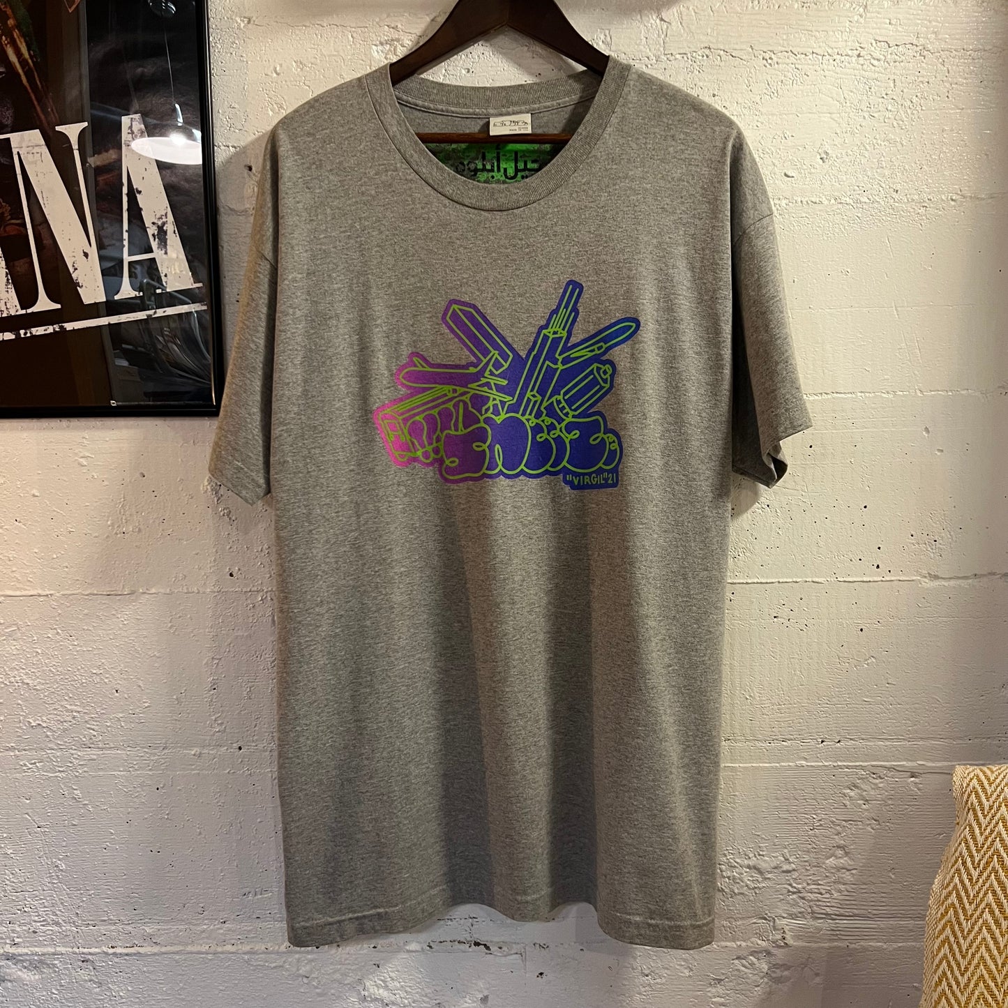*Pre-Owned* Sneeze Magazine x Virgil Abloh No. 50 2021 Graphic T-Shirt - Size XL - Made In USA - Heather Grey