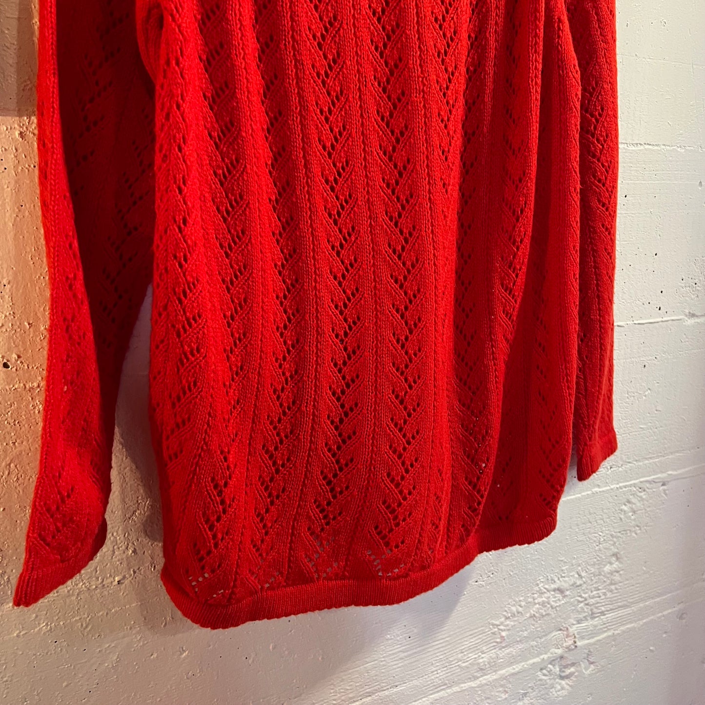 Vintage 1960's Sears Knit Acrylic Cardigan Sweater - Size Medium - Red