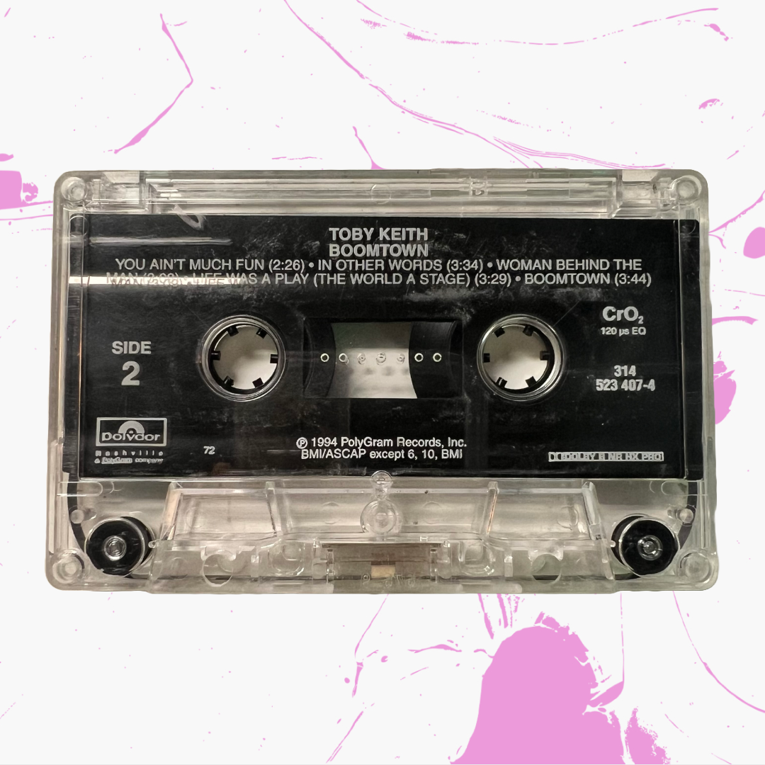Vintage 1994 Toby Keith 'Boomtown' Cassette Tape
