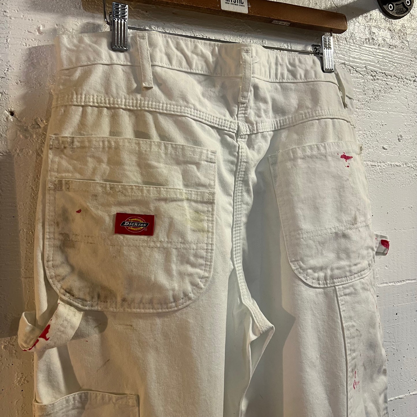 Dickies Distressed Relaxed Fit Utility Painter's Pants - Size 33" x 34" - White - 100% Cotton