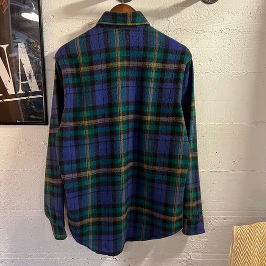 Vintage 80's Prentiss Outdoors Heavy Cotton Flannel Shirt - Size Large - Made In USA - Plaid/Multi
