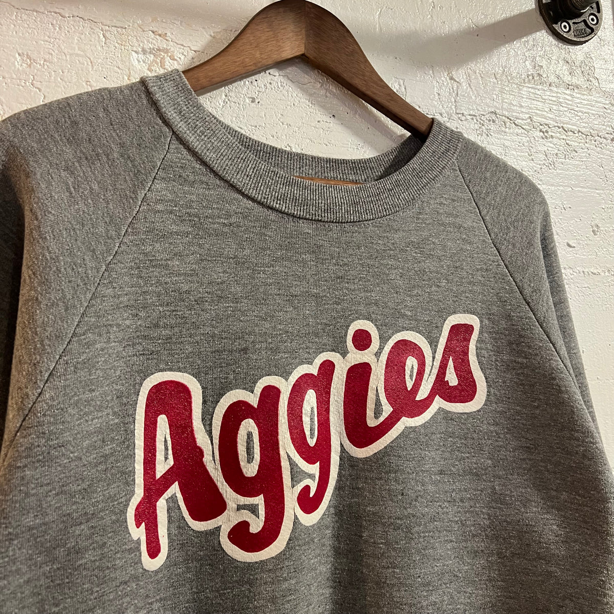 Vintage 80’s Dickies Aggies #22 Raglan Sleeve Crewneck Sweatshirt - Size Large - Made In USA - Grey/White/Red