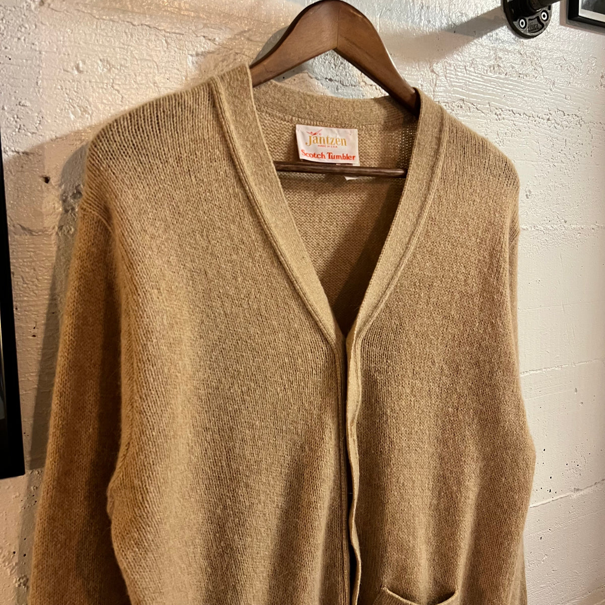 True Vintage 60’s/70’s Jantzen Scotch Tumbler Knitted Cardigan Sweater - Size Medium - Made In USA - Beige