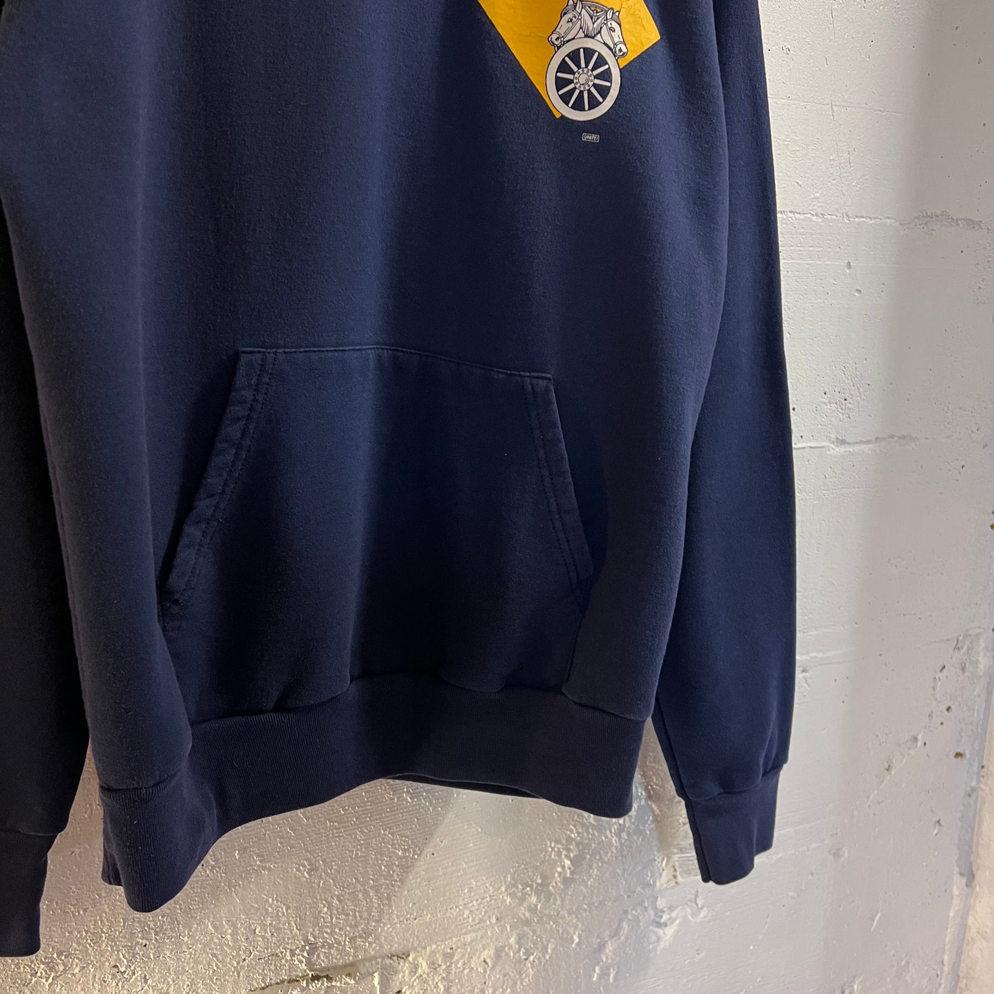 Vintage 80’s Teamsters Local 206 Hoodie Sweatshirt - Size Medium - Union Made In USA - Navy/White/Yellow