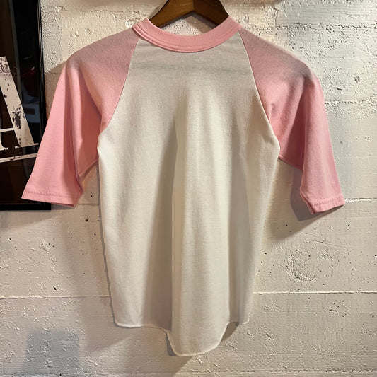 Vintage 90’s/2000’s Soffe Raglan 3/4 Sleeve Baseball Baby T-Shirt - Size Youth Small - White Pink
