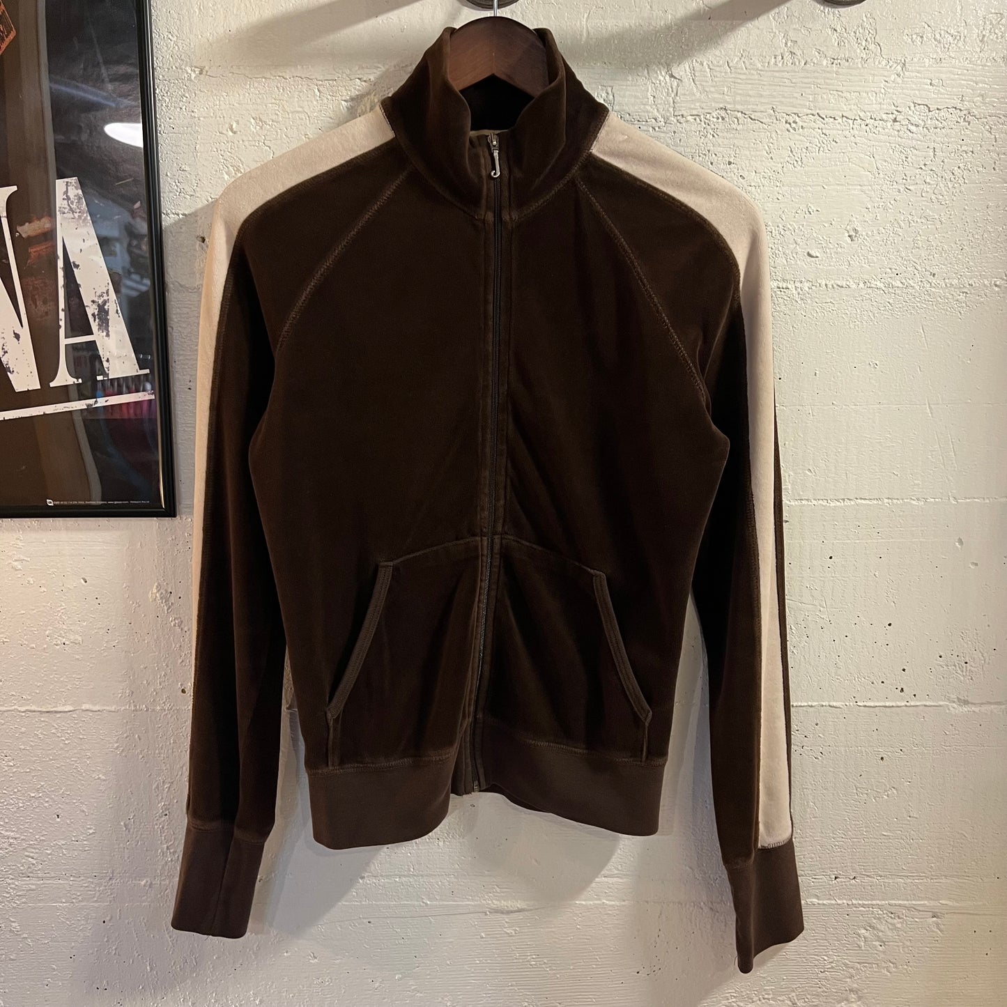 Vintage 2000’s Juicy Couture Velour Zip Up Track Jacket - Size Medium - Made In USA - Brown/Pink