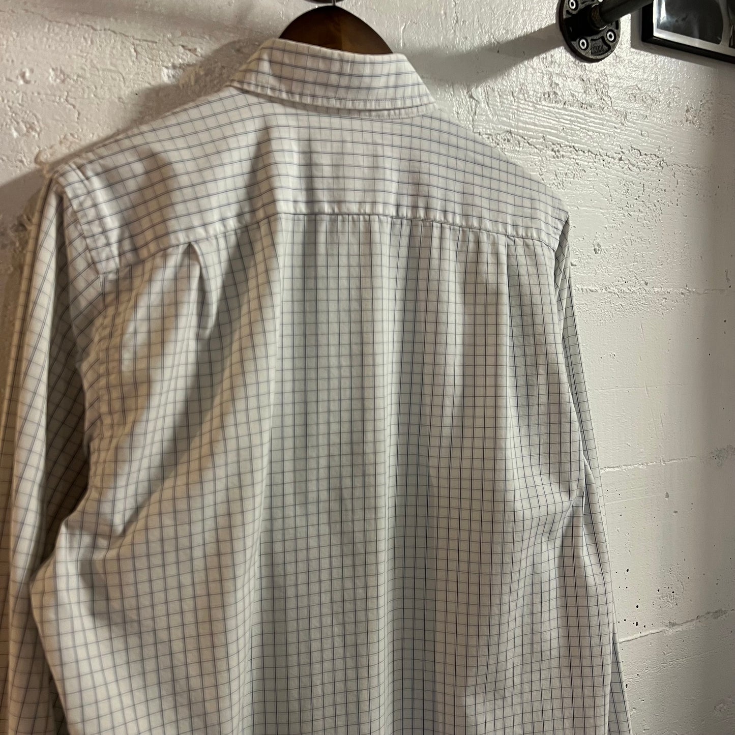 Vintage 2000’s Abercrombie & Fitch Windowpane Plaid Muscle Button Down Long Sleeve Shirt - Size Large - White/Blue