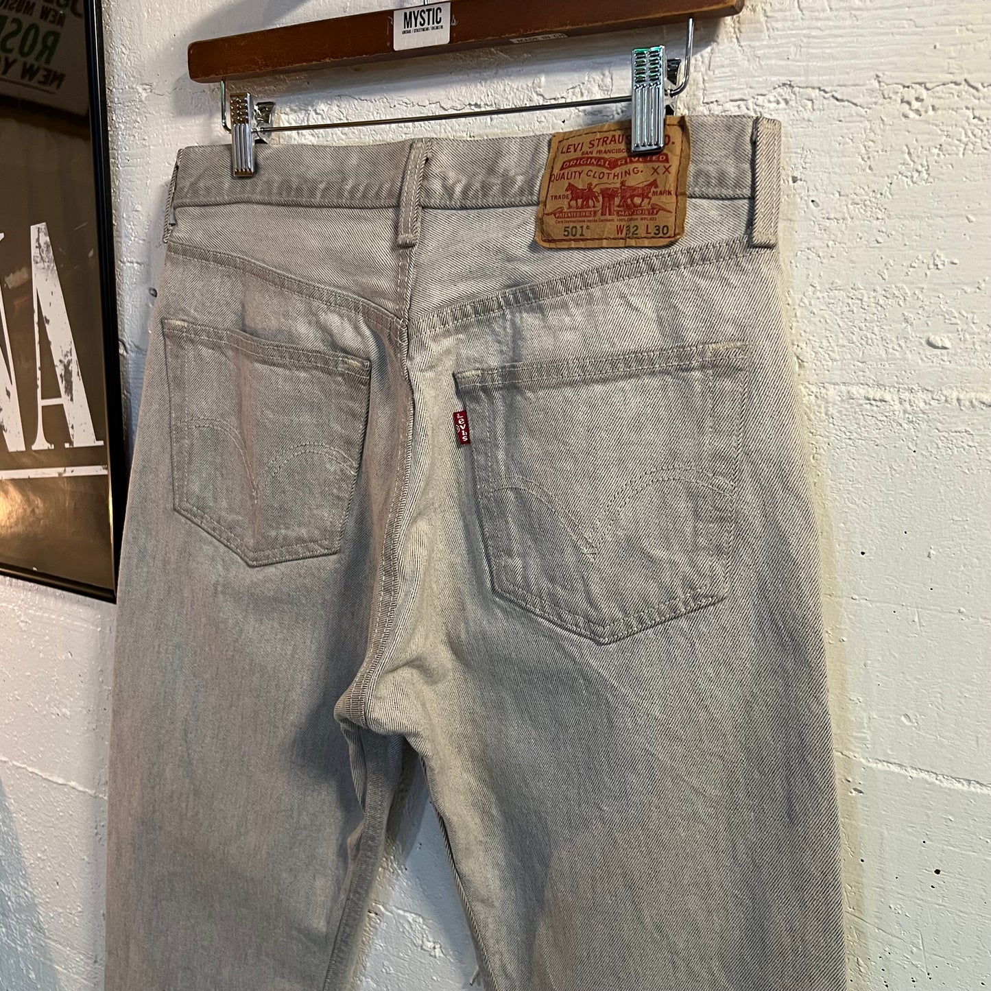 2011 Levi's 501 Button Fly Silver Denim Jeans - Size 32" x 30" - Silver/Gray